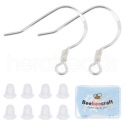Beebeecraft 10 Pairs 925 Sterling Silver Earring Hooks STER-BBC0001-38-1