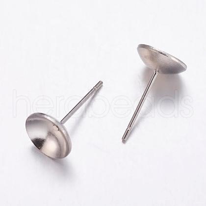 304 Stainless Steel Stud Earrings Findings STAS-K146-016-8mm-1