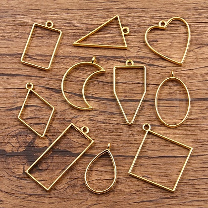 Zinc Alloy Open Back Bezel Pendants FIND-PW0024-02E-1