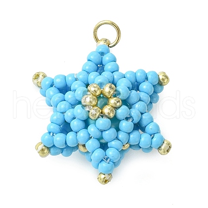Seed Beads Beaded Charms PALLOY-MZ00286-05-1