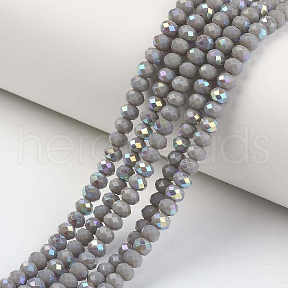 Electroplate Opaque Solid Color Glass Beads Strands X1-EGLA-A034-P8mm-L13-1