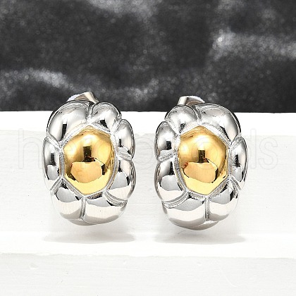 304 Stainless Steel Two-tone Stud Earrings for Women EJEW-R023-01GP-06-1