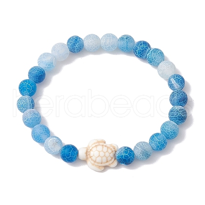 Dyed Natural Weathered Agate Round Beads Stretch Bracelets BJEW-JB11078-04-1