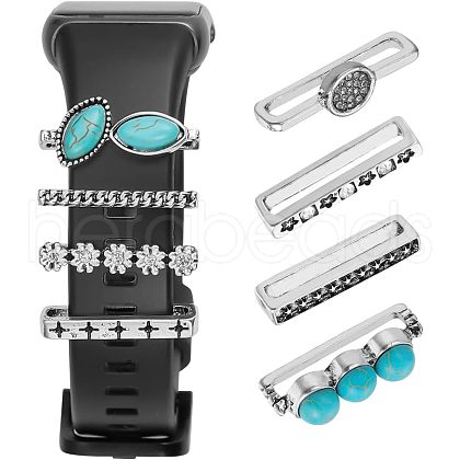  8Pcs Synthetic Turquoise Horse Eye Watch Band Charms FIND-NB0003-22-1