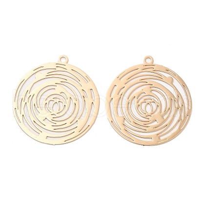 Long-Lasting Plated Brass Filigree Pendants KK-K336-25B-KCG-1