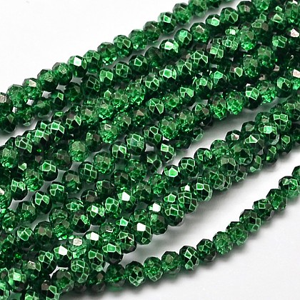 Faceted Rondelle Transparent Painted Glass Beads Strands DGLA-J001-C02-4mm-1