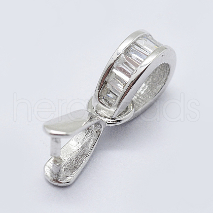 Anti-Tarnish Rhodium Plated 925 Sterling Silver Cubic Zirconia Pendant Bails STER-E054-08P-1