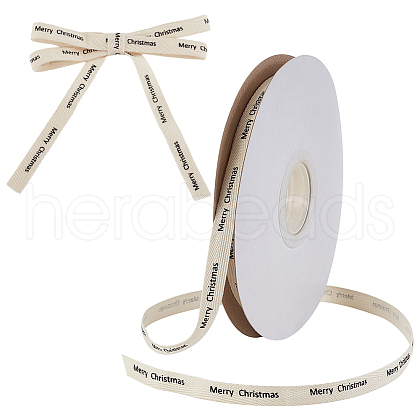 20M Cotton Merry Christmas Printed Ribbons SRIB-WH0011-237-1