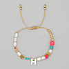 Shell Letter Charm Bead Bracelets ZZ0793-8-1