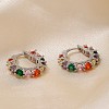 Vintage Colorful Circle Brass Cubic Zirconia Hoop Earrings FK0958-4