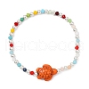 Synthetic Turquoise Sea Turtle & Glass Beaded Stretch Bracelets BJEW-JB09892-2