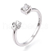 925 Sterling Silver Micro Pave Cubic Zirconia Adjustable Open Cuff Ring Settings STER-T007-02P-1