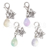Glass Teardrop & Tibetan Style Alloy Butterfly Pendant Decorations HJEW-JM03253-2