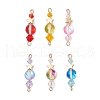 6Pcs 6 Colors Glass Round Bicone & Brass Star Beaded Connector Charms PALLOY-JF03458-01-1