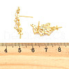 Fish Brass Micro Pave Clear Cubic Zirconia Stud Earring Findings KK-H073-05G-2