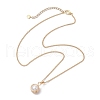 Round Natural Freshwater Pearl Copper Wire Wrapped Pendant Necklaces NJEW-JN04947-01-4