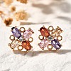 Brass Micro Pave Cubic Zirconia Stud Earrings EJEW-R018-10G-02-1
