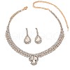 Teardrop Alloy Crystal Rhinestone Pendant Necklaces & Stud Earrings Sets FS-WG3BBCC-01-5