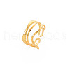 Ion Plating(IP) 304 Stainless Steel Wave Wrap Open Cuff Ring for Women RJEW-S405-236G-3