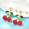 Brass Enamel Dangle Stud Earrings EJEW-Q036-06G-5
