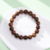 Wood Round Beads Stretch Bracelets for Men Women BJEW-U041-01-2