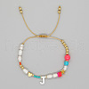Shell Letter Charm Bead Bracelets ZZ0793-10-1