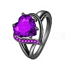Heart Brass Micro Pave Cubic Zirconia Finger Rings FS-WG4D14B-07-3