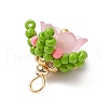 Handmade Nylon Wired Glass Beaded Pendants with Acrylic Beads Caps and Brass Beads PALLOY-MZ00509-02-4