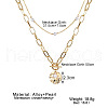 2Pcs Flat Round Alloy & Plastic Imitation Pearl Pendant Double Layer Necklaces FS-WGEC9D8-01-4