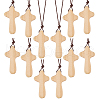 Wood Cross Pendant Decorations WOOD-WH0034-55B-1