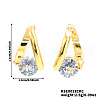 Brass Clear Cubic Zirconia Flat Round Hoop Earrings WK3788-1-2
