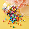 Handmade Polymer Clay Flat Round with Capital Letter Beads CLAY-CW0001-01-22