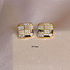 Square 304 Stainless Steel Crystal Rhinestone Pendant Necklaces & Stud Earrings Sets FS-WGB49B1-02-2