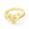 Cubic Zirconia Heart Adjustable Ring KK-A180-30G-1