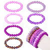 6Pcs 6 Styles 8mm Glass Round Beaded Stretch Bracelet Sets BJEW-TAC0022-1
