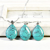 Teardrop Synthetic Turquoise Pendant Necklaces & Dangle Earrings Sets FS-WGAC060-06-1