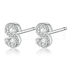 Rhodium Plated 925 Sterling Silver Initial Letter Stud Earrings HI8885-19-1