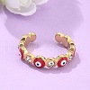 PVD Vacuum Plating 304 Stainless Steel Enamel Evil Eye Open Cuff Rings STAS-D089-23G-2