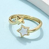 Brass Shell Cuff Rings for Women RJEW-C126-10G-2