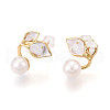 Mother's Day Jewellery Brass Natural Pearl Stud Earrings PEAR-N020-06T-1