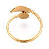Leaf 304 Stainless Steel Cuff Ring Components STAS-T066-39G-3