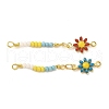 Glass Seed Beads Flower Links Connector Charms KK-M266-10G-2