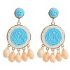 Bohemian Vacation Style Raffia Shell Earrings Vintage Handmade Woven Ear Drops GM6430-1-1