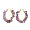 Natural Amethyst Hoop Earring EJEW-JE05709-05-1