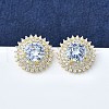 Brass Micro Pave Clear Cubic Zirconia Stud Earrings for Women EJEW-F363-05G-1