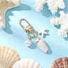 Spiral Shell & Synthetic Turquoise Starfish Pendant Decorations HJEW-JM03171-01-1