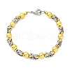 304 Stainless Steel Round Link & Byzantine Chains Bracelets for Women Men BJEW-R018-19GP-4