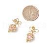 Brass Diamond Dangle Stud Earrings EJEW-MZ00465-02-4