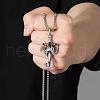 Alloy & 201 Stainless Steel & Rhinestone Dinosaur Wrapped Sword Pendant Necklaces for Men FS-WGFE8C1-04-2