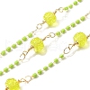Brass Hexagonal Column Glass Seaded Beaded & Resin Round Beaded Link Chains CHC-G026-01G-1